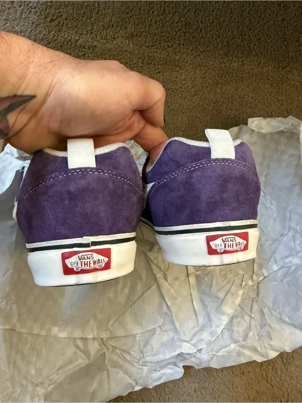 Men's Purple Suede Skate Sneakers with White Stripe